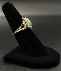 10k Yellow Gold Round Diamond Cluster Ring With Appraisal Size 7.25